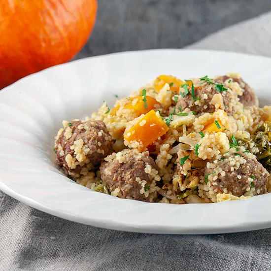 Recipe: Spicy couscous with meatballs and pumpkin