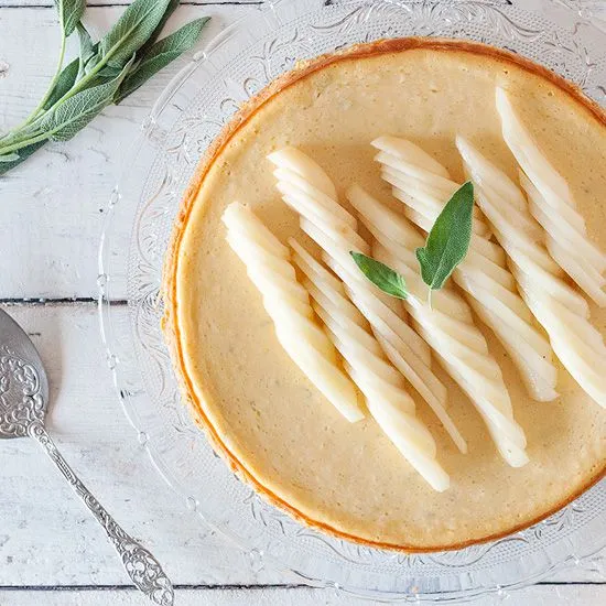 Recipe: Pear and sage cheesecake