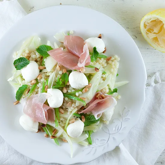 Recipe: Pearl couscous, mozzarella and fennel salad