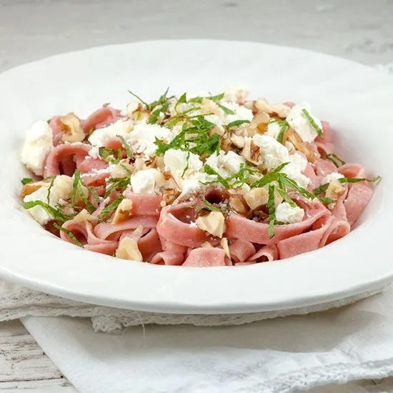 Recipe: Vegetarian beetroot tagliatelle with feta