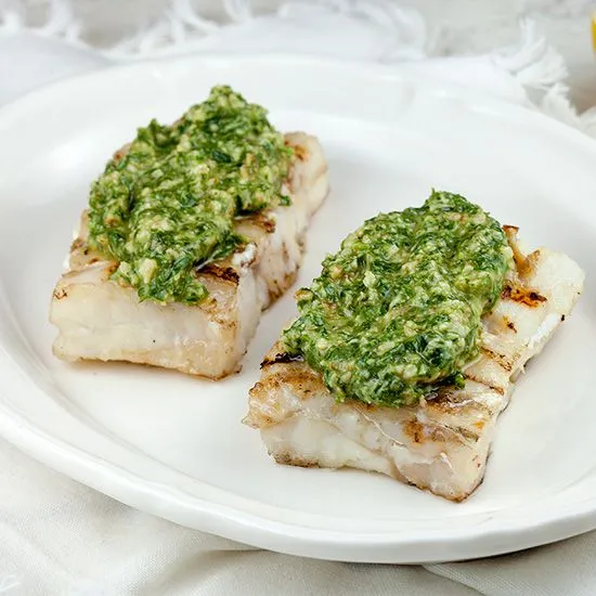 Recipe: Barbecued cod with walnut pesto