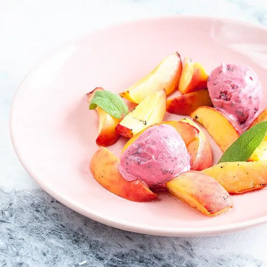 Recipe: Sage ice cream with oven-roasted peaches