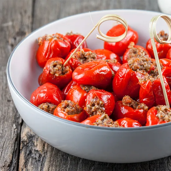 Recipe: Stuffed peppadew peppers with chorizo and mushrooms