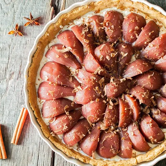 Recipe: Poached pear and cinnamon pie