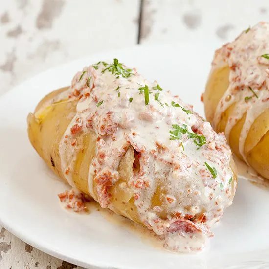 Recipe: Bacon sauce with bbq potatoes