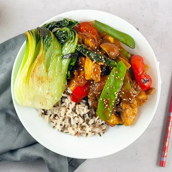 Recipe: Sweet and sour chicken with bok choy and mango
