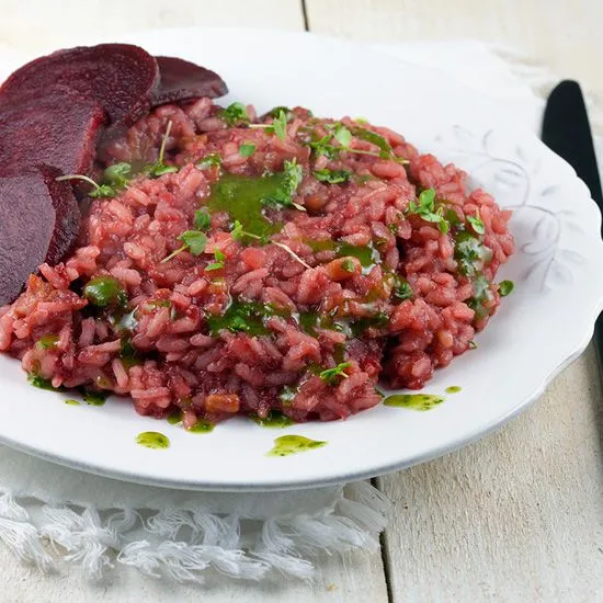 Recipe: Beetroot risotto with streaky bacon