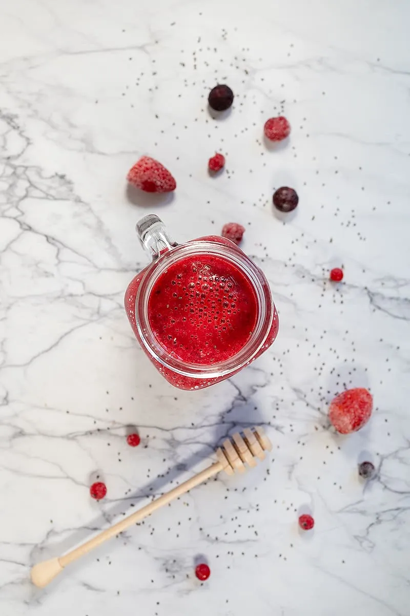 Home-made mixed berry smoothie