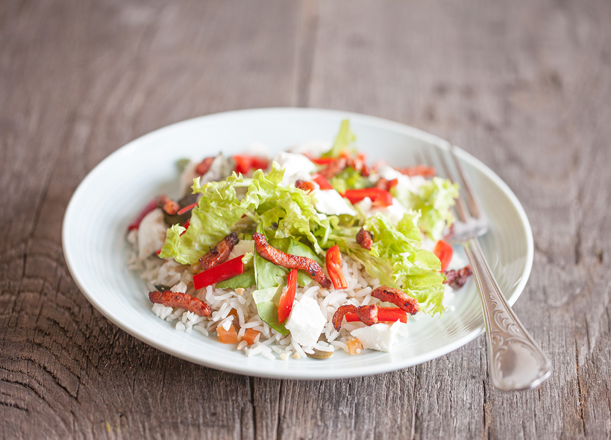 Nut rice goat cheese salad