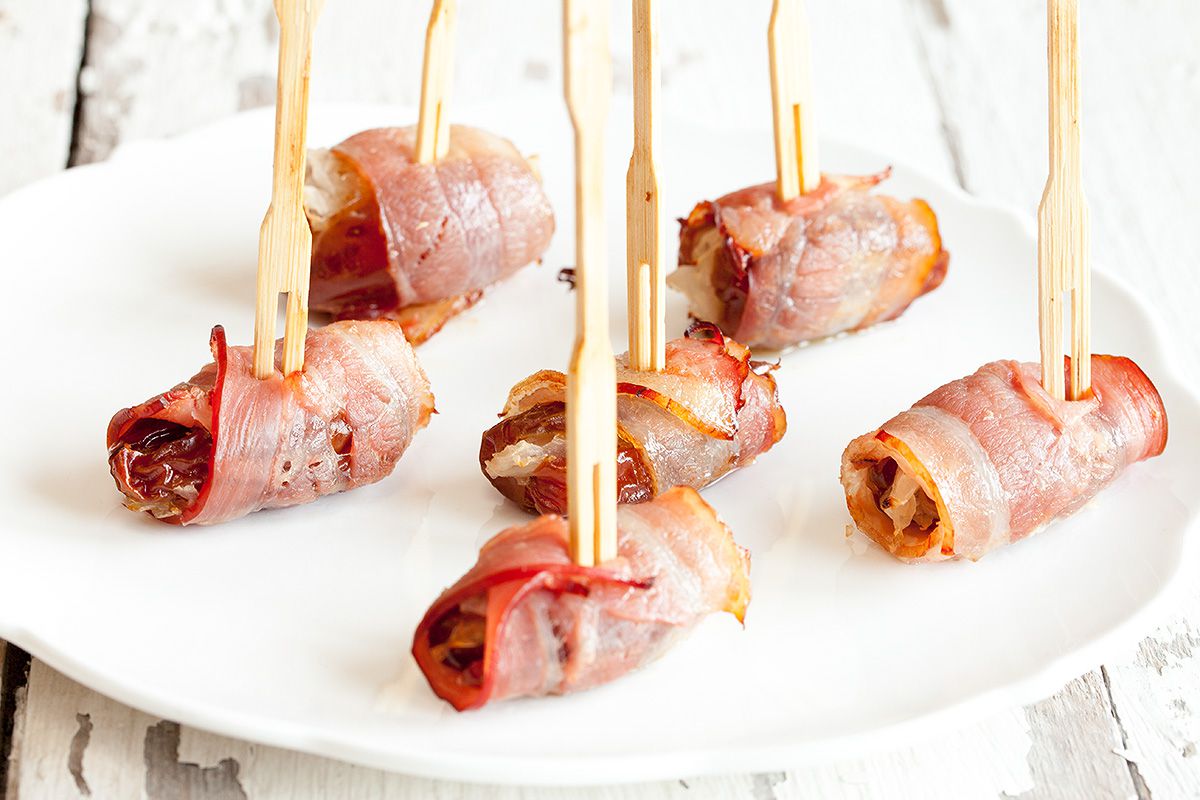 Devils on horseback (stuffed dates wrapped in bacon)