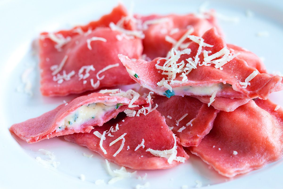 Beetroot ravioli