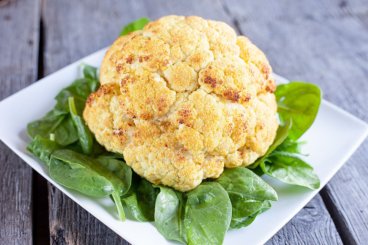 Whole roast cauliflower