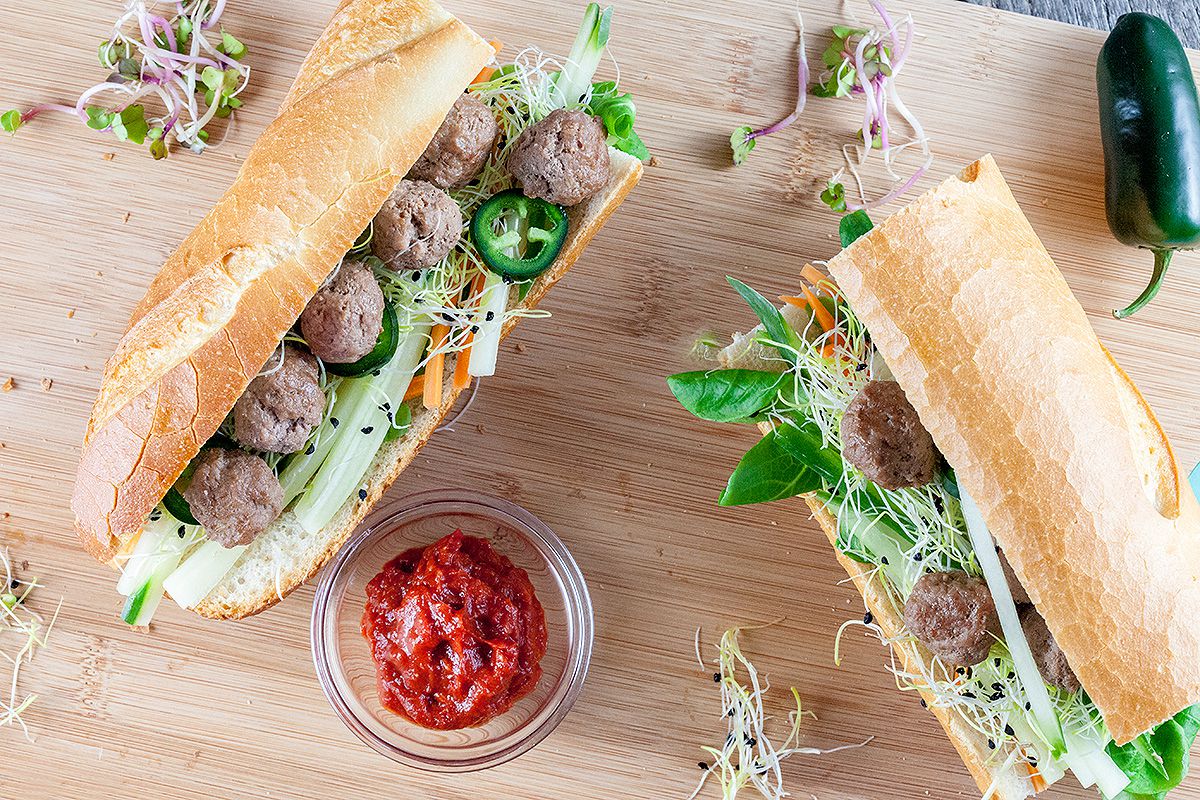 Mini meatballs sandwich