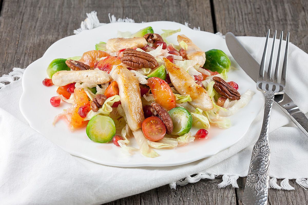 Chicken and Brussels sprouts salad