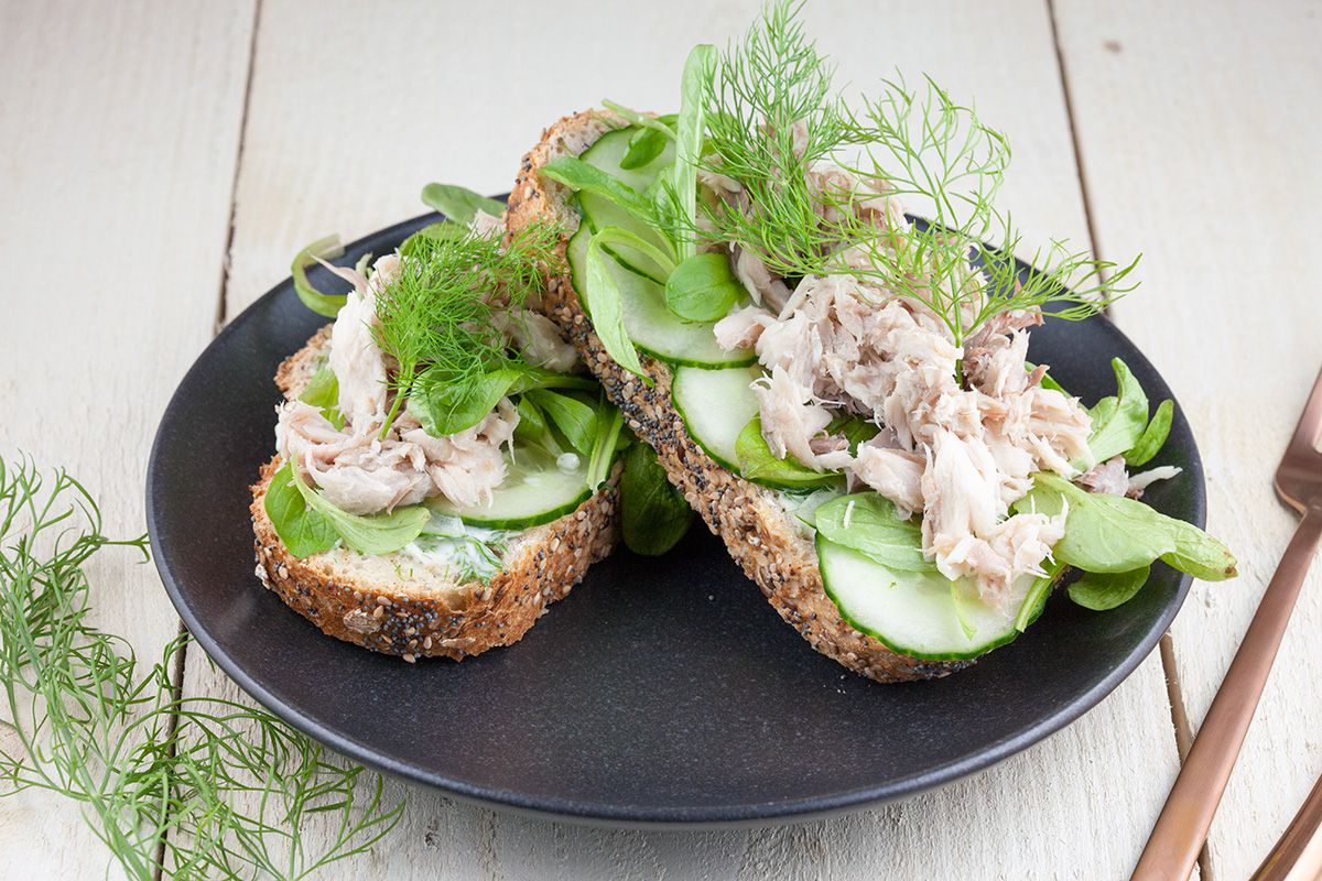 Smoked mackerel and dill sandwich