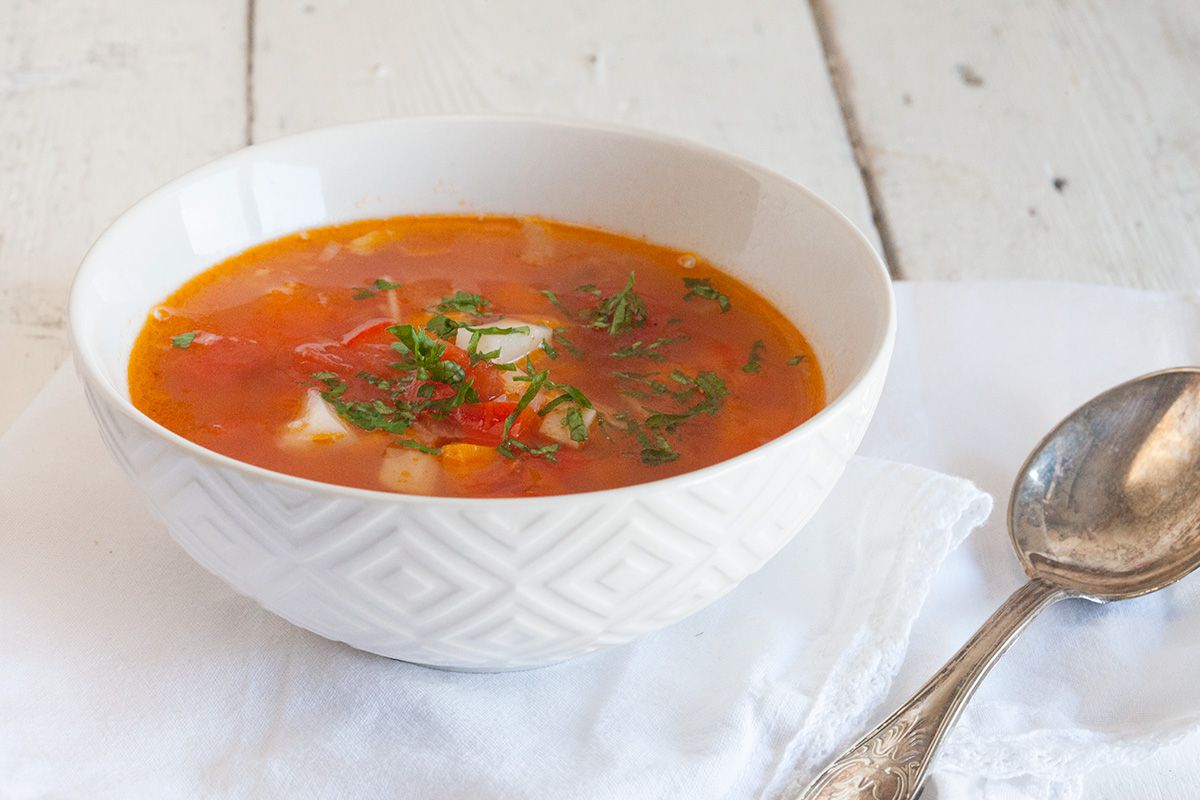 Traditional Romanian chicken noodle soup