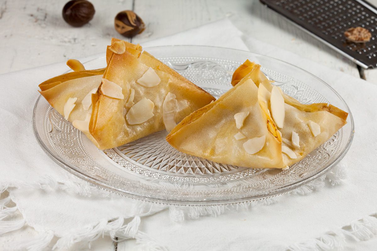 Pear and blue cheese filo pastries