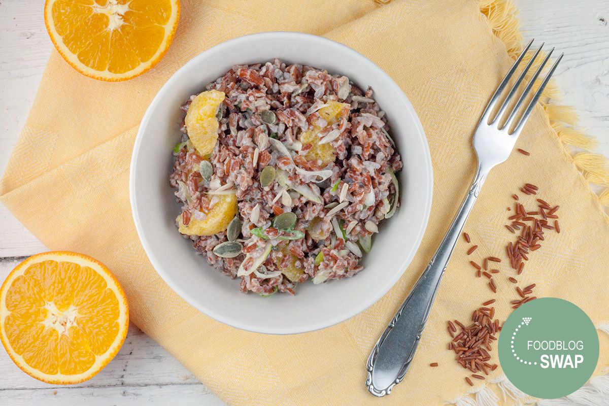 Red rice and orange salad