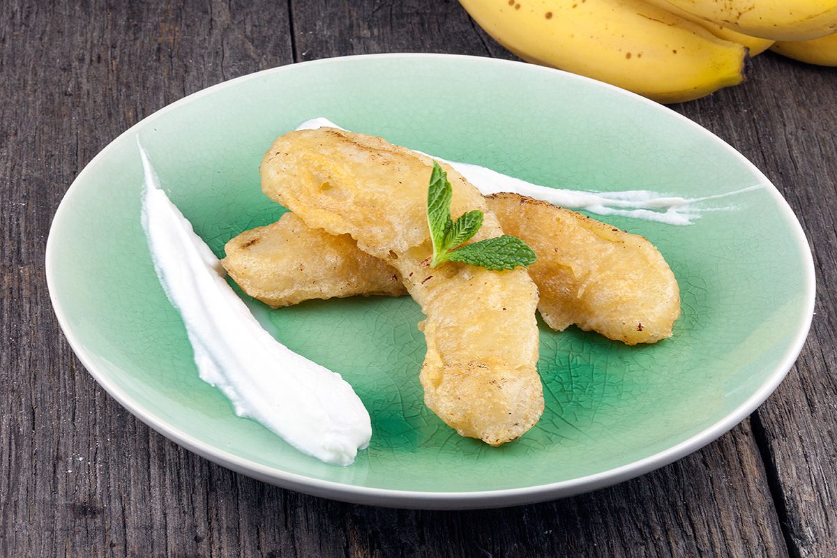 Fried banana and whipped coconut