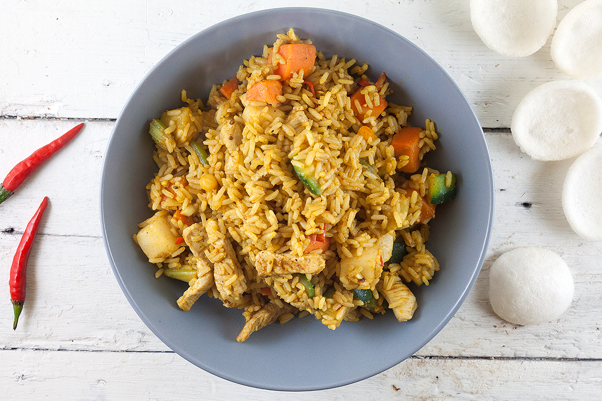 Quick nasi goreng with pork
