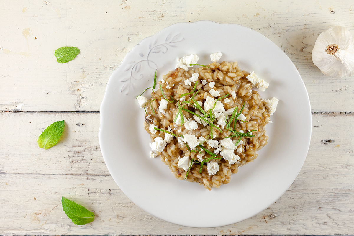 Eggplant and feta risotto