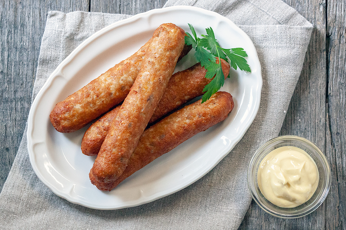 Homemade Dutch frikandellen