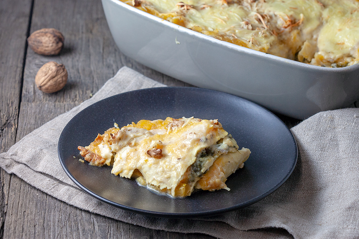Pumpkin and spinach lasagna