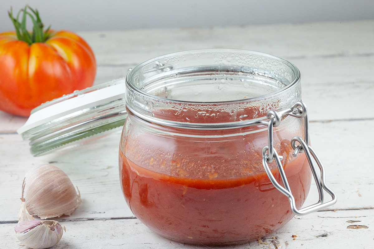 Homemade tomato passata