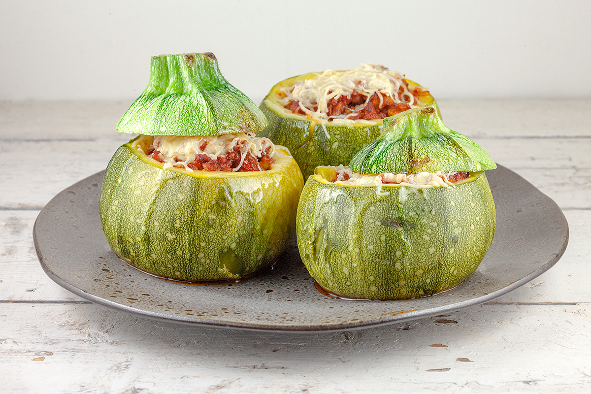Beef stuffed zucchini
