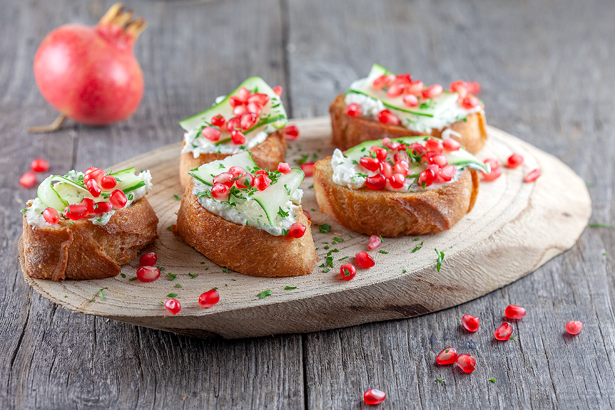 Pomegranate and Mascarpone Bruschetta