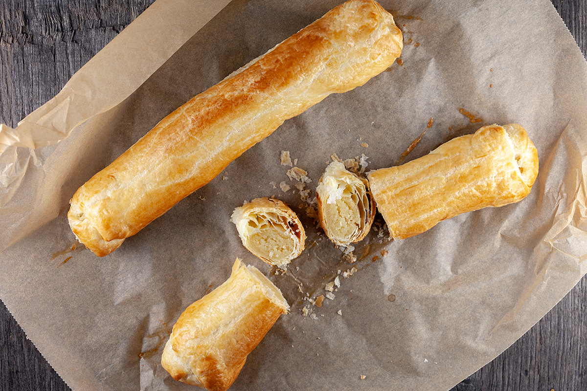 Dutch almond paste-filled pastry log aka amandelstaaf