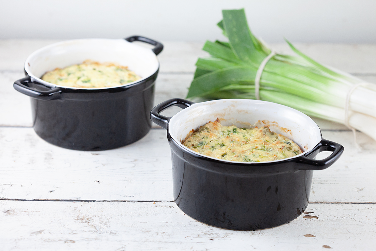 Leek and ricotta flan